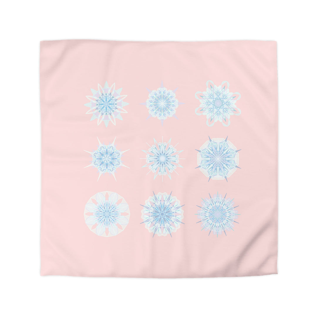 Christmas Snowflakes Microfiber Duvet Cover Mandala Art Drawn by Hand - Mandala on Soft Blush Pink background - Blululi