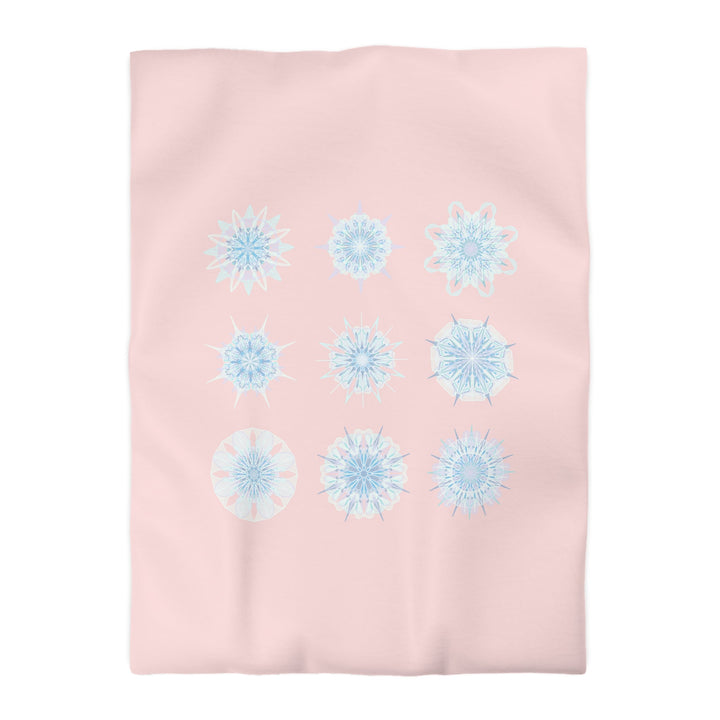 Christmas Snowflakes Microfiber Duvet Cover Mandala Art Drawn by Hand - Mandala on Soft Blush Pink background - Blululi