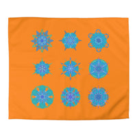 Christmas Snowflakes Microfiber Duvet Cover Mandala Art Drawn by Hand - Mandala on Sunset Glow background - Blululi