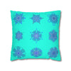 Christmas Snowflakes pillowcase for bed - Spun Polyester Square Pillowcase Mandala Art - Original Fine Art - Hand - drawn, Aqua - Blululi