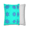 Christmas Snowflakes pillowcase for bed - Spun Polyester Square Pillowcase Mandala Art - Original Fine Art - Hand - drawn, Aqua - Blululi