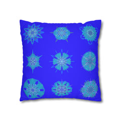 Christmas Snowflakes pillowcase for bed - Spun Polyester Square Pillowcase Mandala Art - Original Fine Art - Hand - drawn, Electric Blue - Blululi