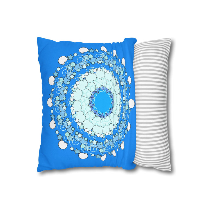 Christmas Snowflakes Pillowcase for Kids' Bed - Spun Polyester Square Pillowcase Mandala Art - Original Fine Art - Hand - drawn, Sky Blue - Blululi