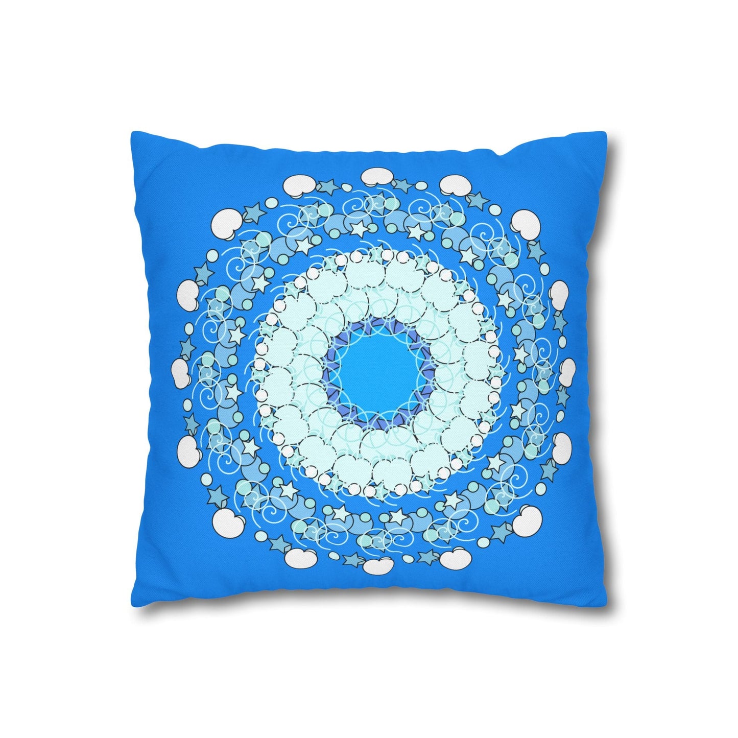 Christmas Snowflakes Pillowcase for Kids' Bed - Spun Polyester Square Pillowcase Mandala Art - Original Fine Art - Hand - drawn, Sky Blue - Blululi