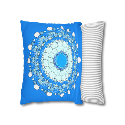 Christmas Snowflakes Pillowcase for Kids' Bed - Spun Polyester Square Pillowcase Mandala Art - Original Fine Art - Hand - drawn, Sky Blue - Blululi