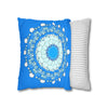 Christmas Snowflakes Pillowcase for Kids' Bed - Spun Polyester Square Pillowcase Mandala Art - Original Fine Art - Hand - drawn, Sky Blue - Blululi