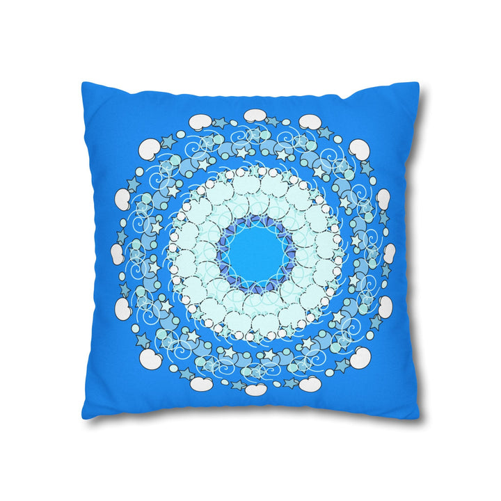 Christmas Snowflakes Pillowcase for Kids' Bed - Spun Polyester Square Pillowcase Mandala Art - Original Fine Art - Hand - drawn, Sky Blue - Blululi