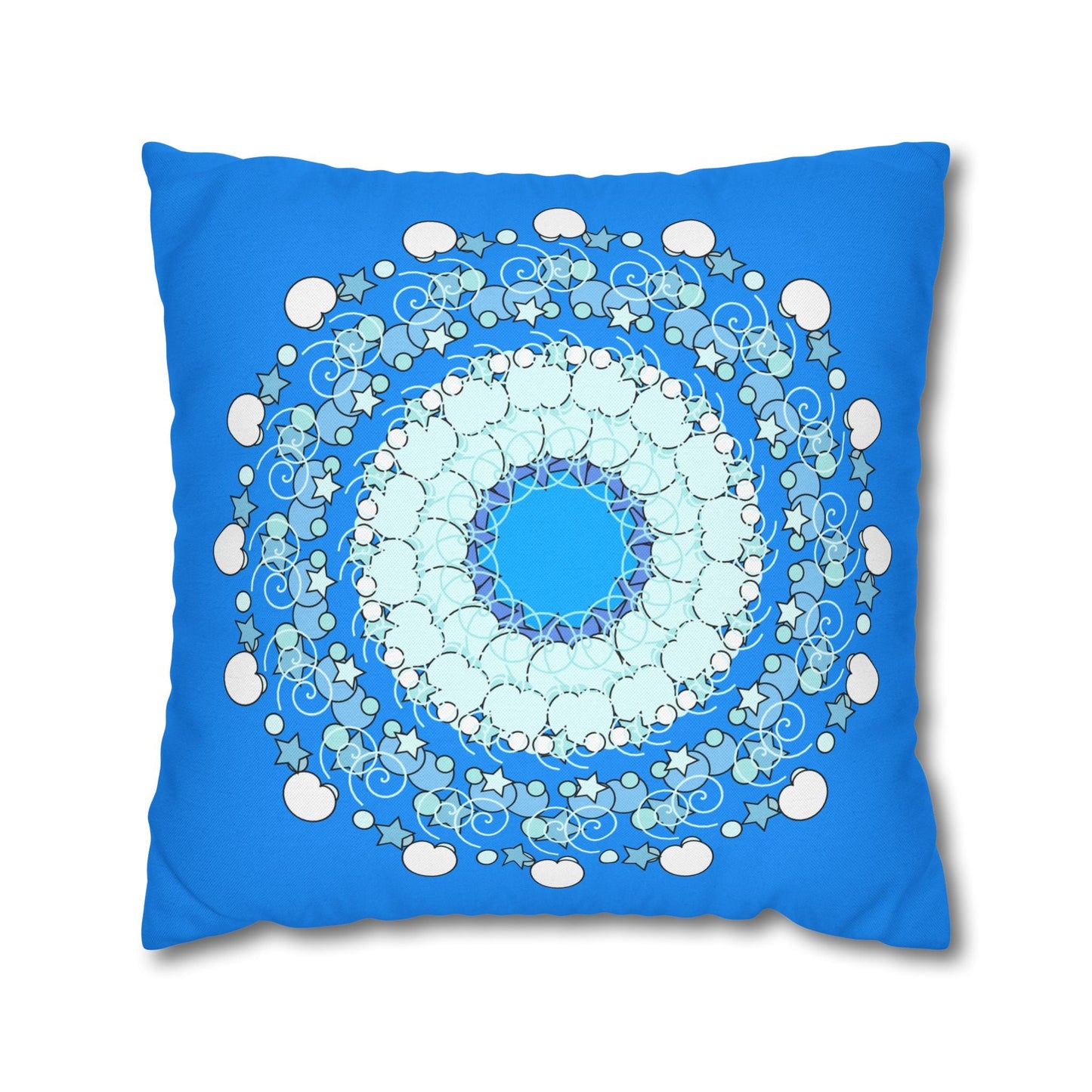 Christmas Snowflakes Pillowcase for Kids' Bed - Spun Polyester Square Pillowcase Mandala Art - Original Fine Art - Hand - drawn, Sky Blue - Blululi