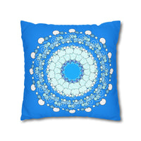 Christmas Snowflakes Pillowcase for Kids' Bed - Spun Polyester Square Pillowcase Mandala Art - Original Fine Art - Hand - drawn, Sky Blue - Blululi