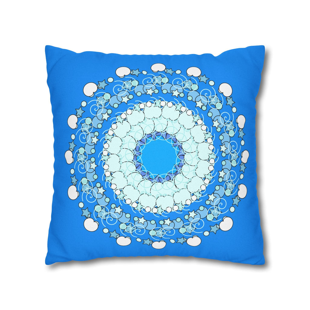 Christmas Snowflakes Pillowcase for Kids' Bed - Spun Polyester Square Pillowcase Mandala Art - Original Fine Art - Hand - drawn, Sky Blue - Blululi