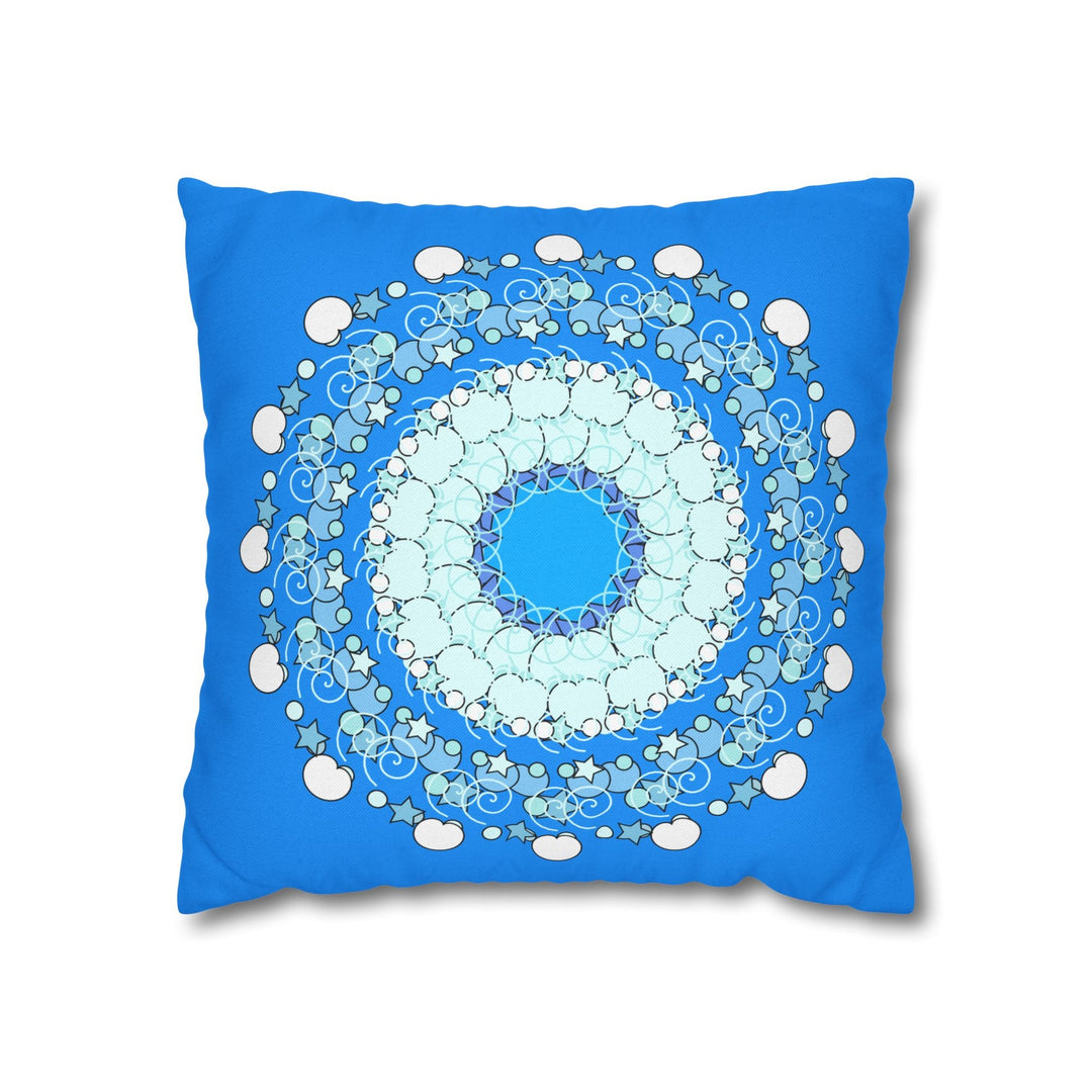 Christmas Snowflakes Pillowcase for Kids' Bed - Spun Polyester Square Pillowcase Mandala Art - Original Fine Art - Hand - drawn, Sky Blue - Blululi