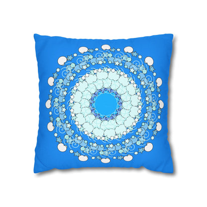 Christmas Snowflakes Pillowcase for Kids' Bed - Spun Polyester Square Pillowcase Mandala Art - Original Fine Art - Hand - drawn, Sky Blue - Blululi