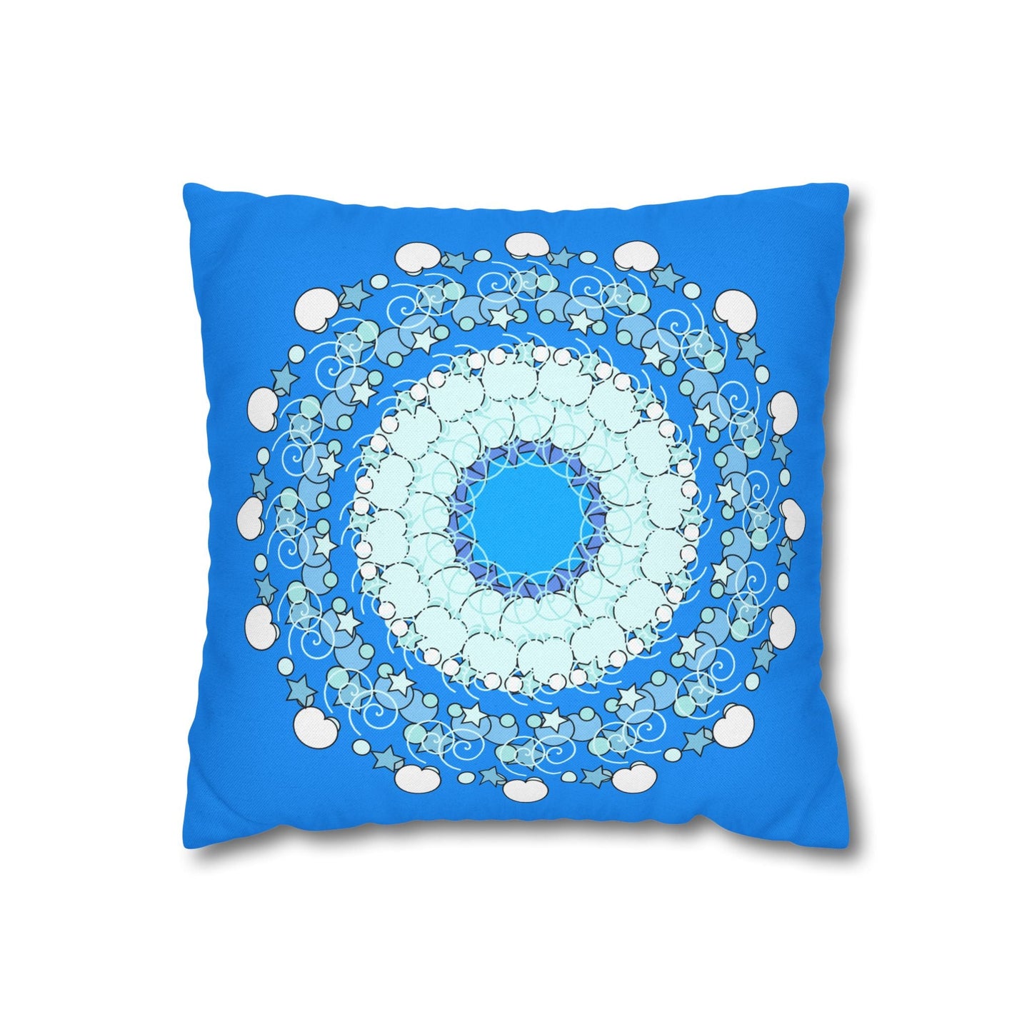 Christmas Snowflakes Pillowcase for Kids' Bed - Spun Polyester Square Pillowcase Mandala Art - Original Fine Art - Hand - drawn, Sky Blue - Blululi