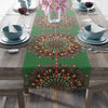 Christmas Table Runner with Mandala Art Drawn by Hand - Green (Cotton, Poly) - Blululi