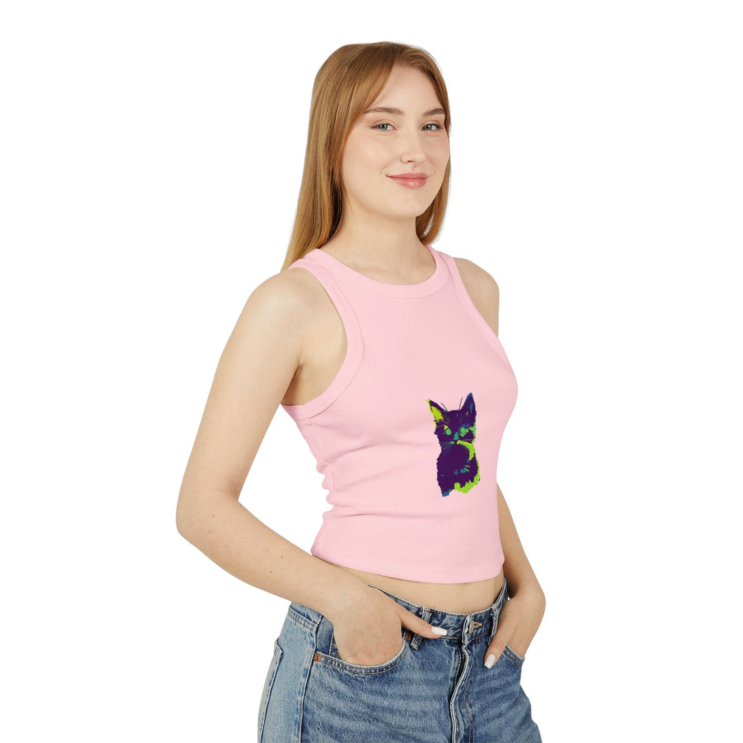 Colorful Cat Watercolor Racerback Tank Top Tank Top - Blululi