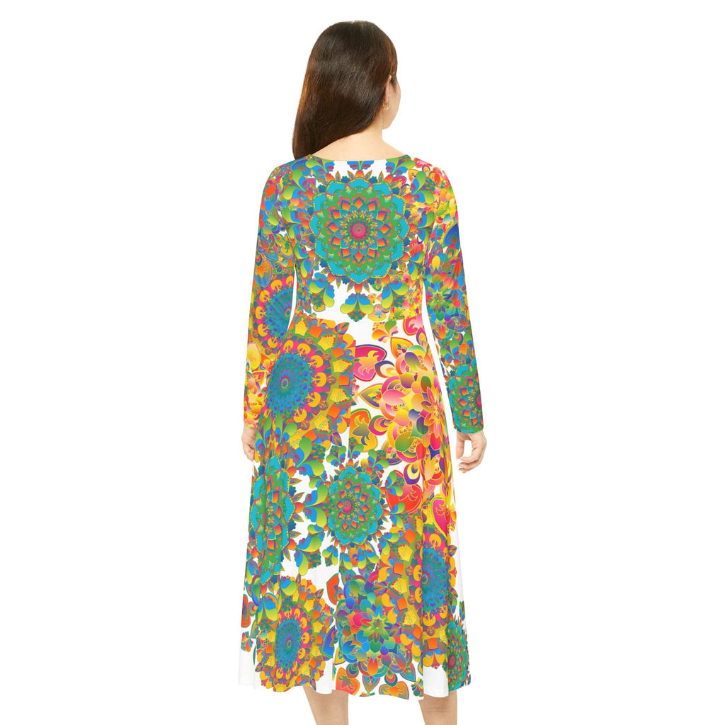 Colorful Dance Dress with Hand Drawn Mandala Art All Over Prints - Blululi