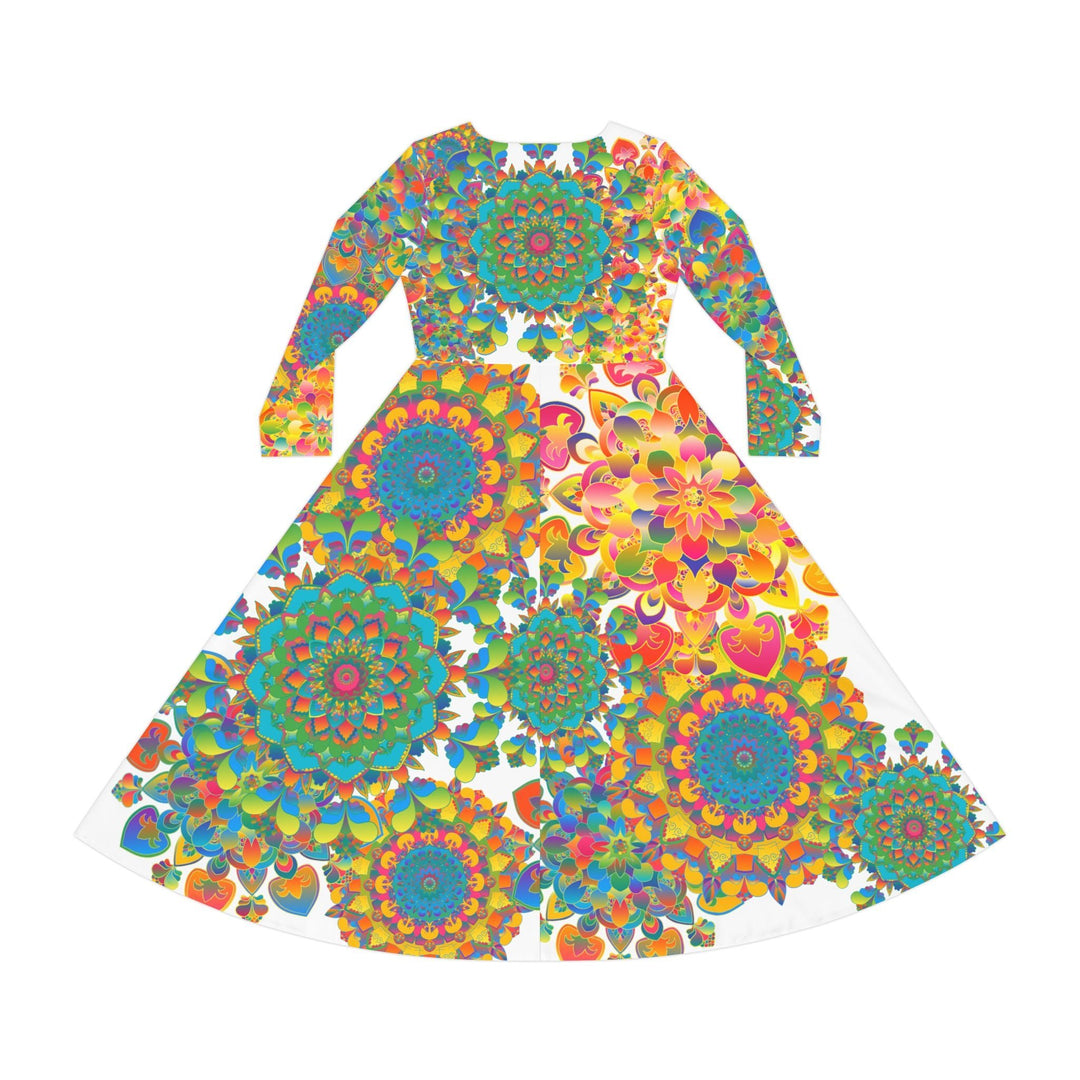 Colorful Dance Dress with Hand Drawn Mandala Art All Over Prints - Blululi