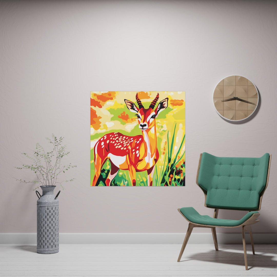 Colorful Deer Savanna Art Print Poster Poster - Blululi