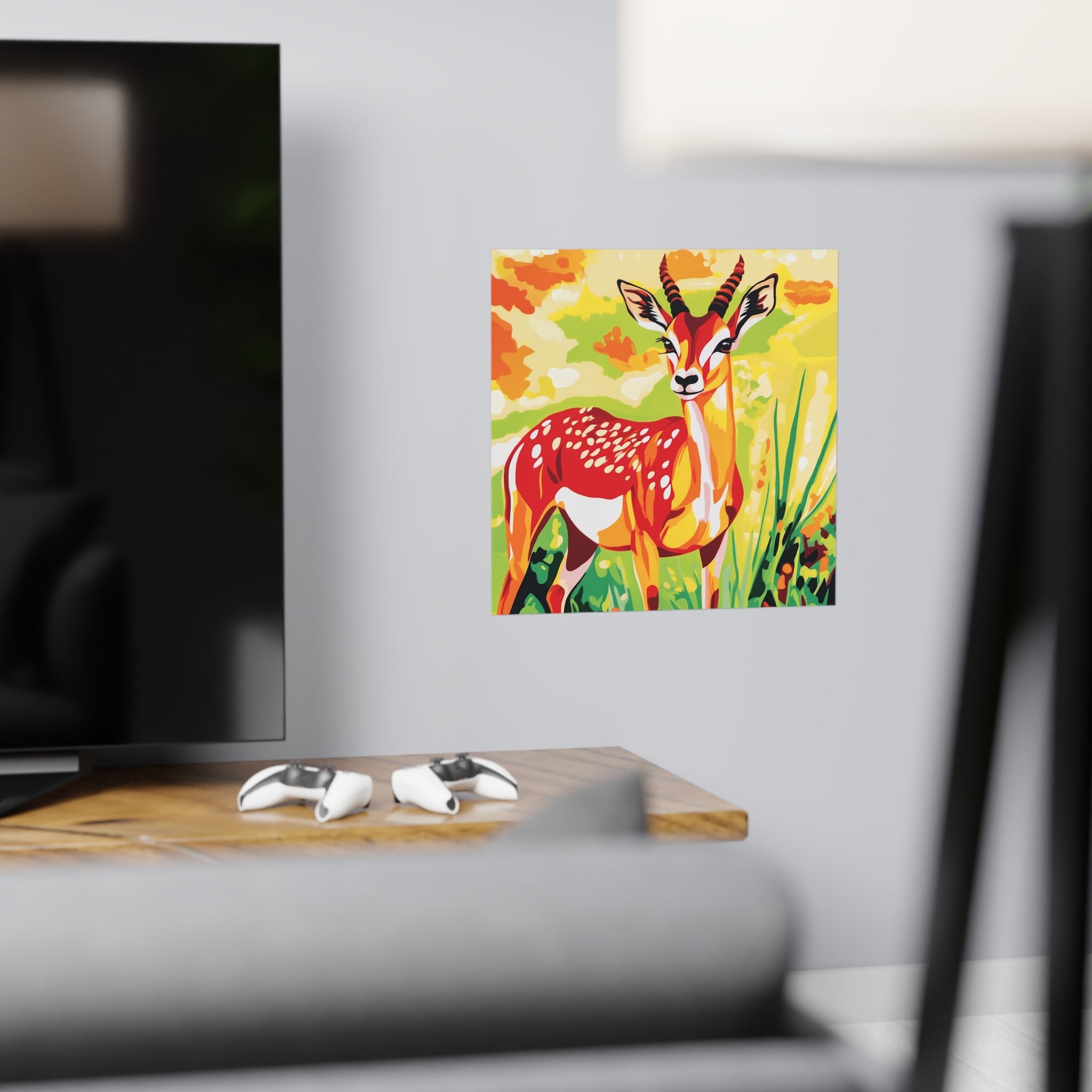 Colorful Deer Savanna Art Print Poster Poster - Blululi