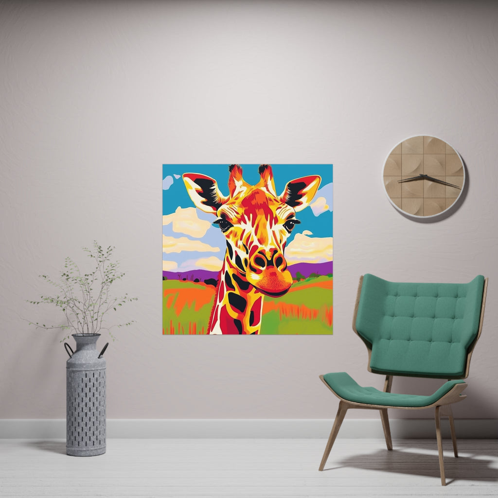 Colorful Giraffe Savanna Poster - Animal Art Poster - Blululi