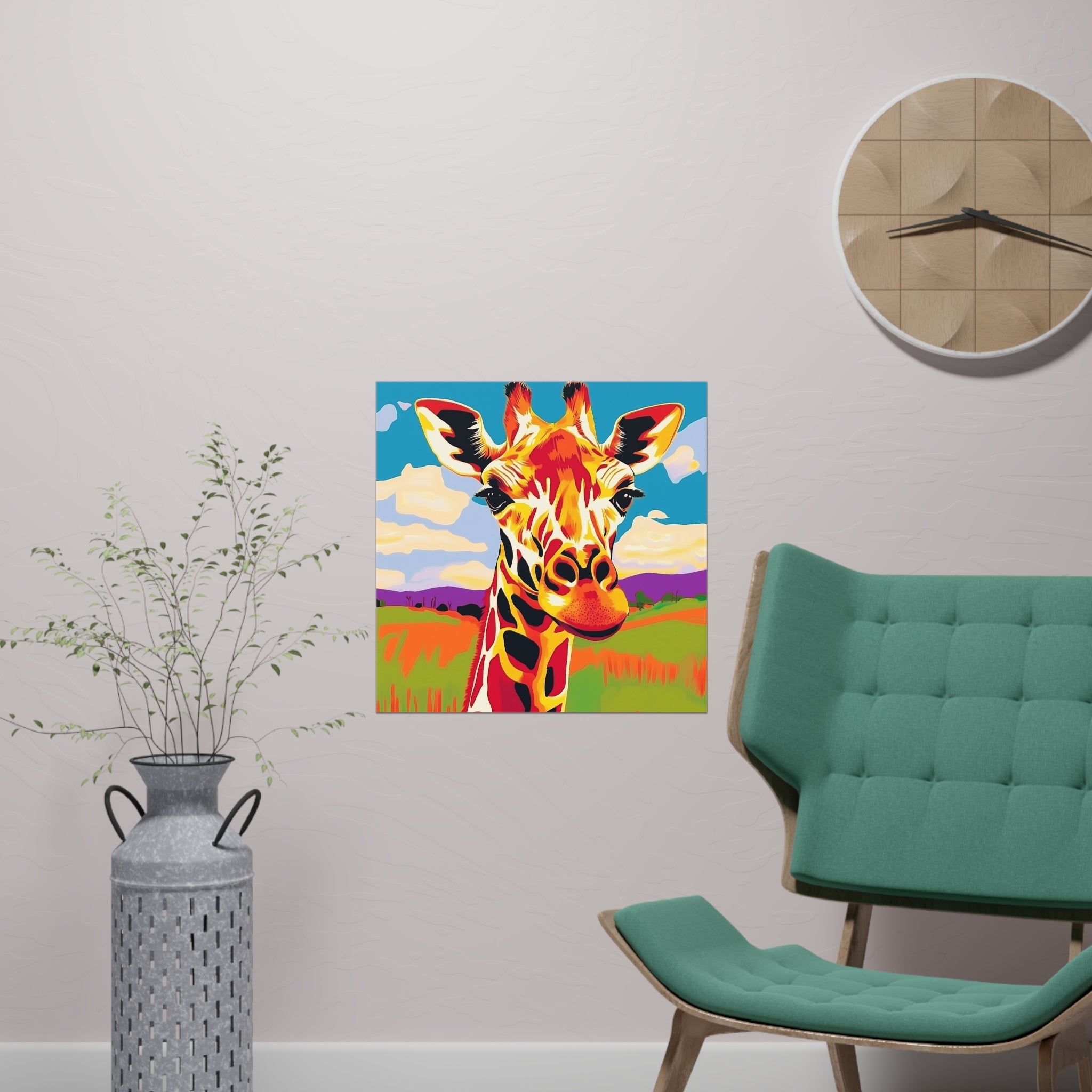 Colorful Giraffe Savanna Poster - Animal Art Poster - Blululi