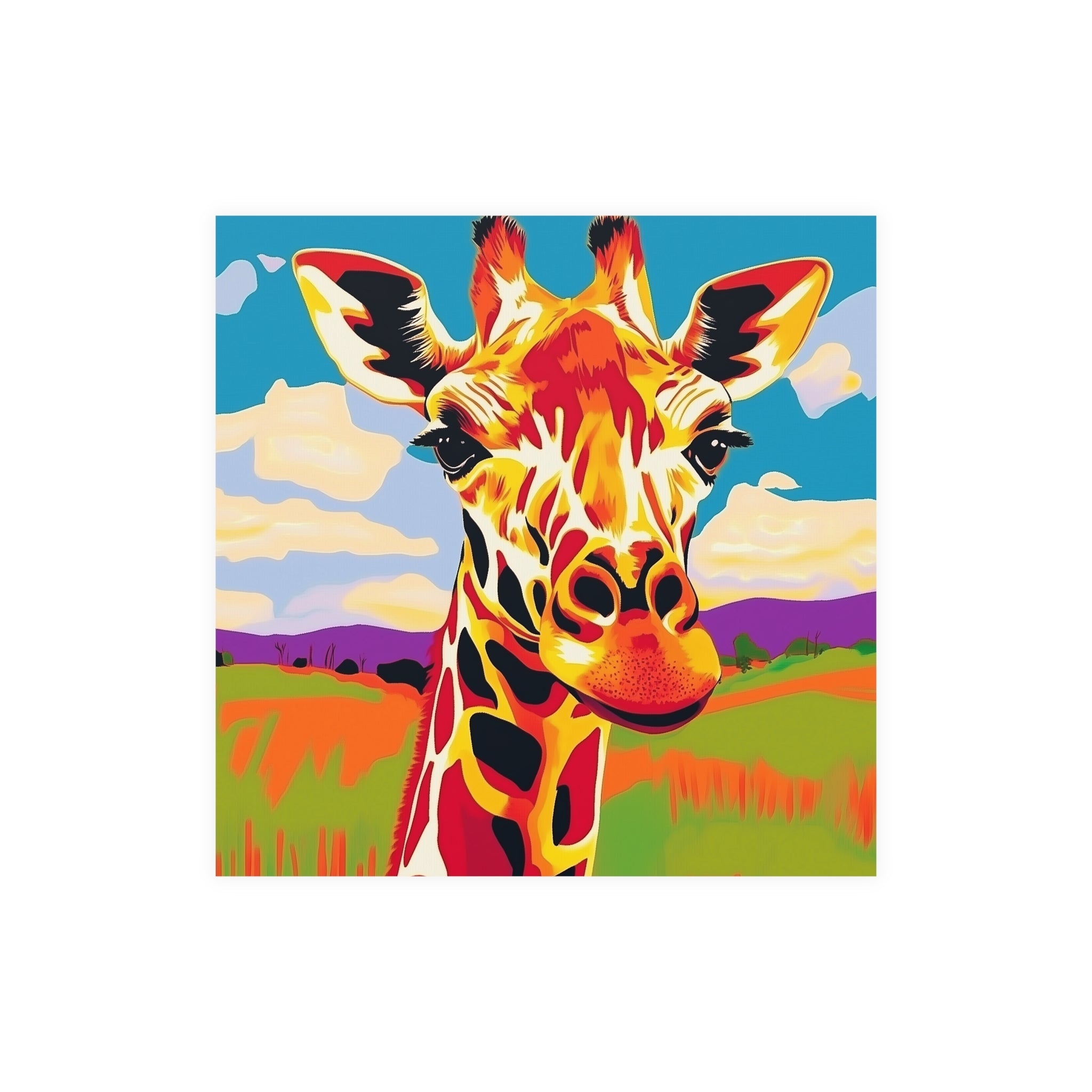 Colorful Giraffe Savanna Poster - Animal Art Poster - Blululi