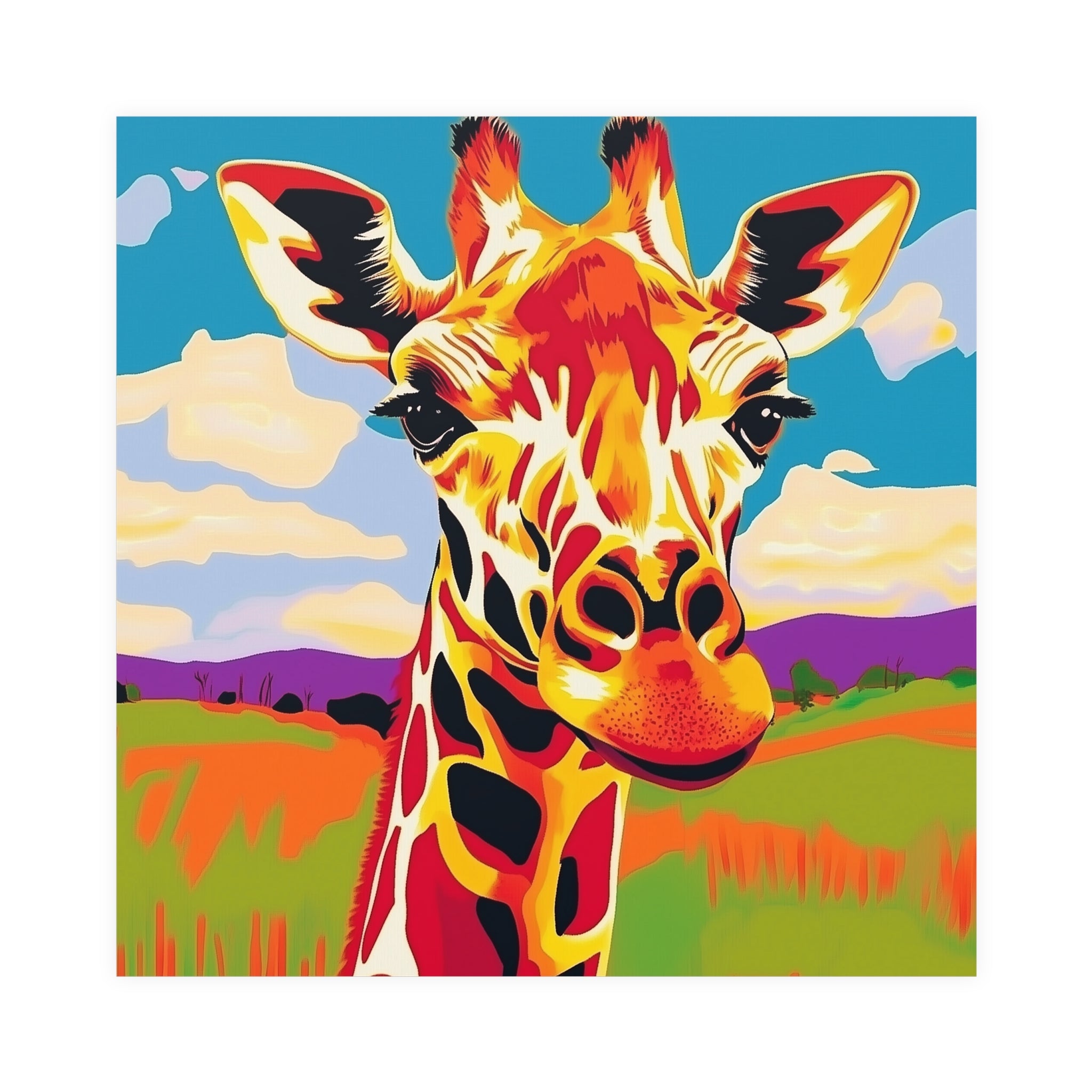 Colorful Giraffe Savanna Poster - Animal Art Poster - Blululi