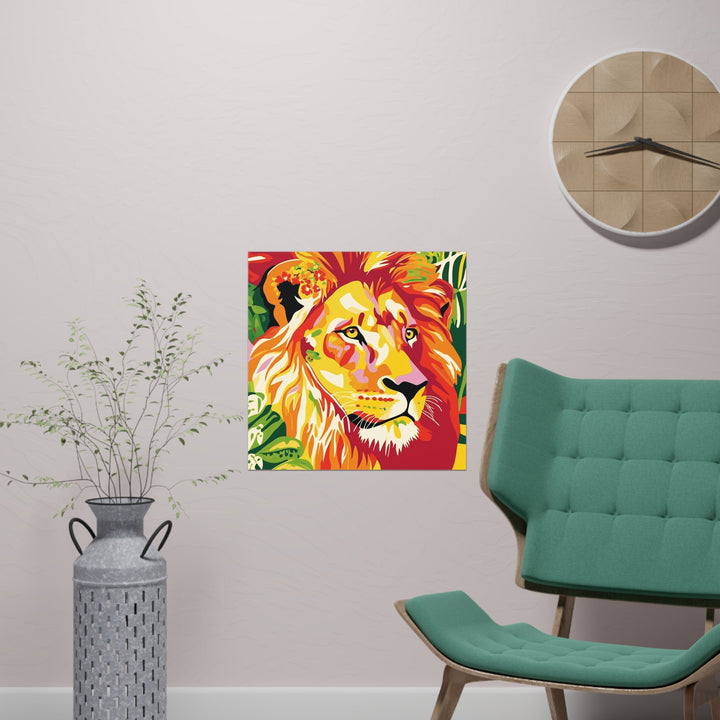 Colorful Lion Face - Savanna Animal Poster Poster - Blululi