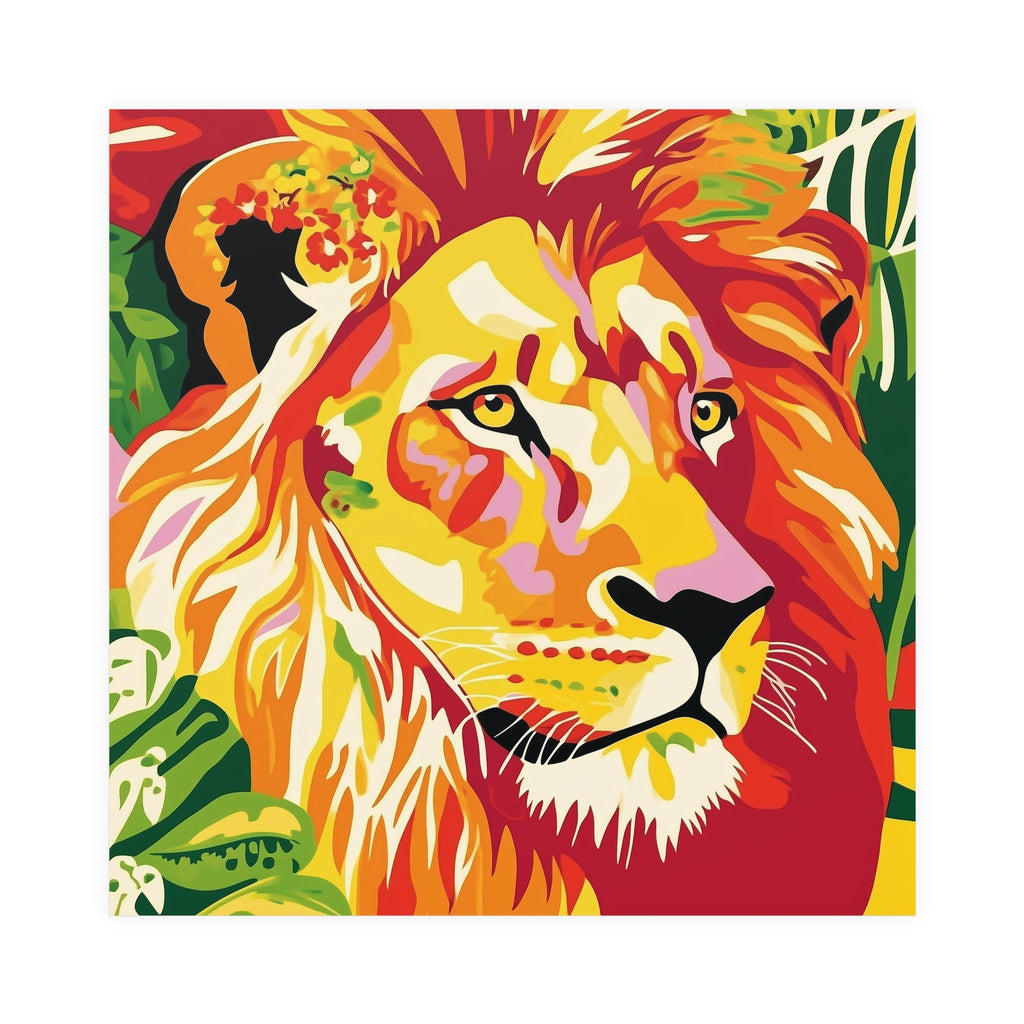 Colorful Lion Face - Savanna Animal Poster Poster - Blululi