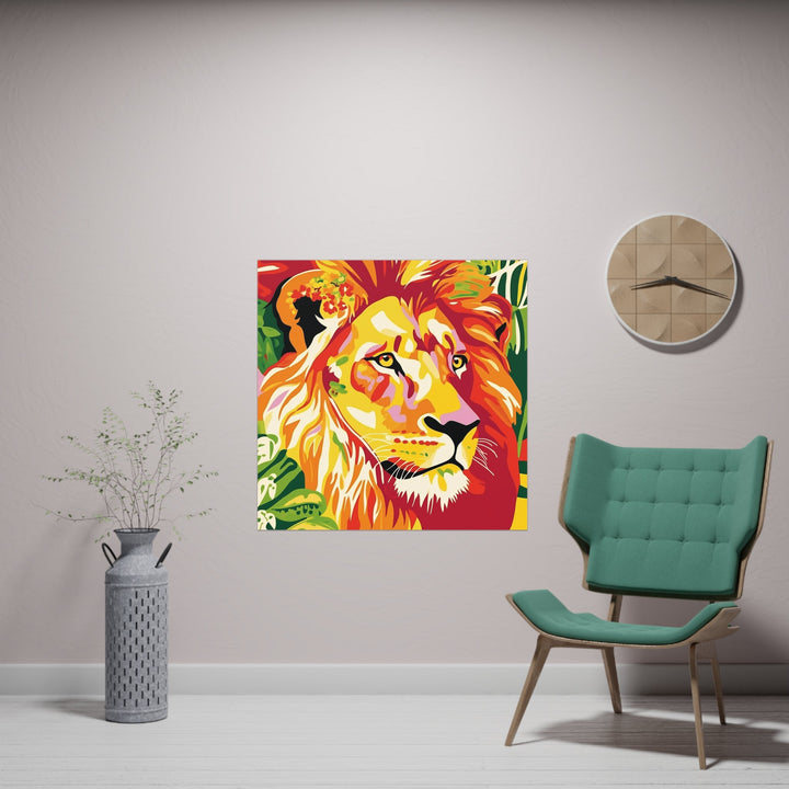 Colorful Lion Face - Savanna Animal Poster Poster - Blululi