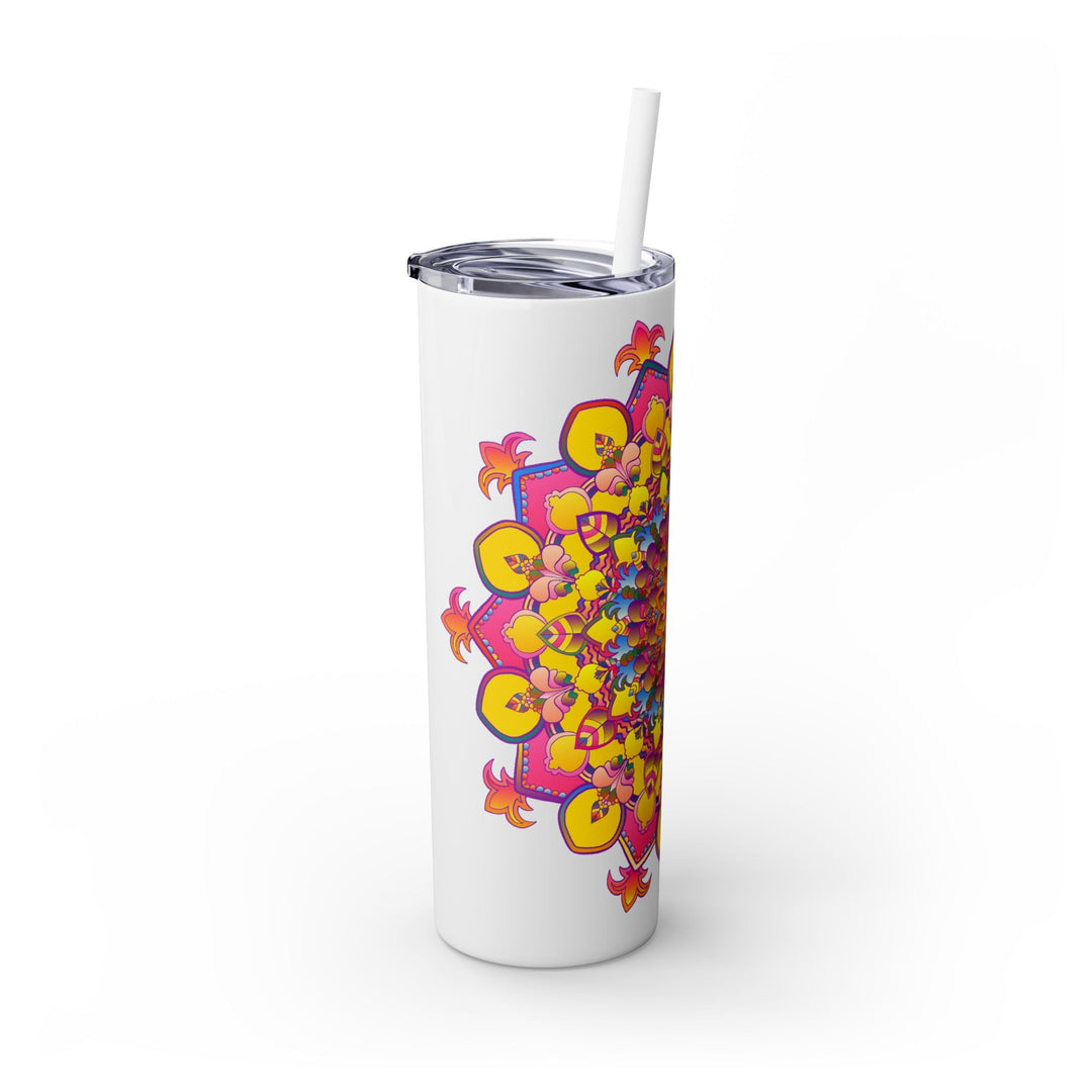 Colorful Mandala 20oz Skinny Tumbler - Hot & Cold Drinks Mug - Blululi