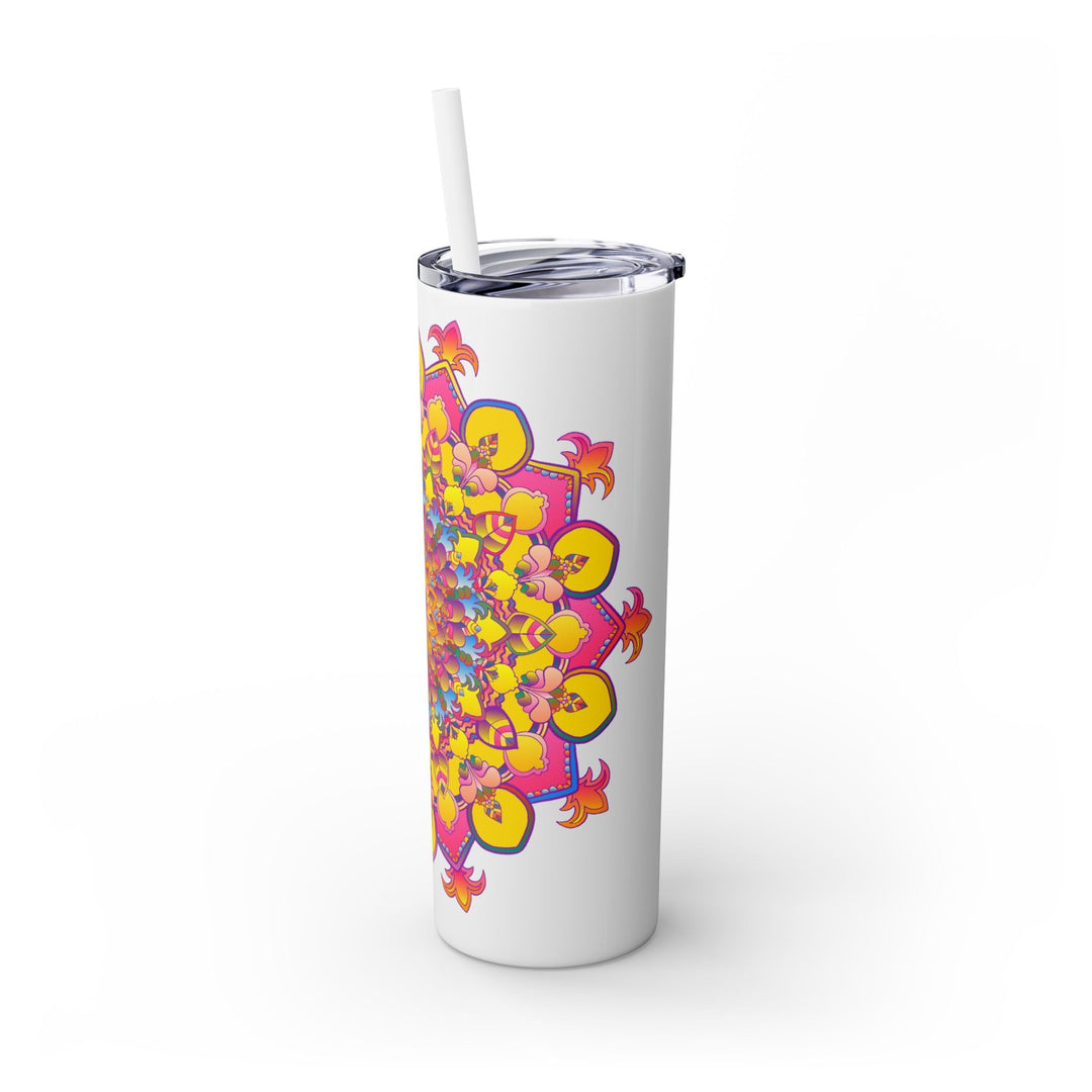 Colorful Mandala 20oz Skinny Tumbler - Hot & Cold Drinks Mug - Blululi