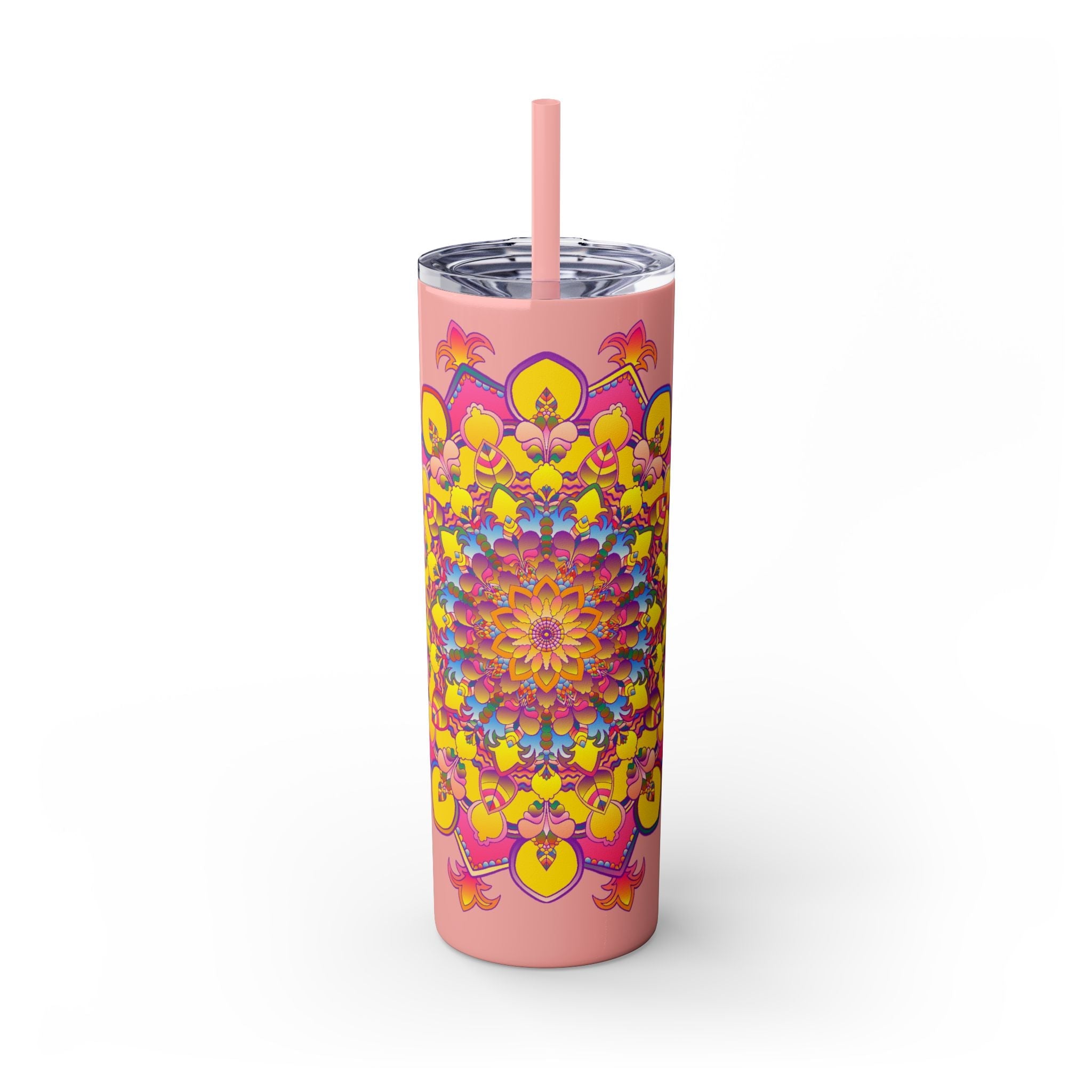 Colorful Mandala 20oz Skinny Tumbler - Hot & Cold Drinks Mug - Blululi