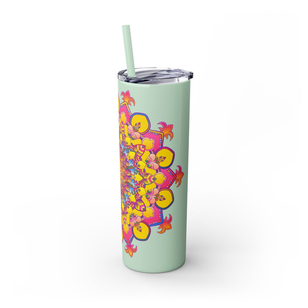 Colorful Mandala 20oz Skinny Tumbler - Hot & Cold Drinks Mug - Blululi