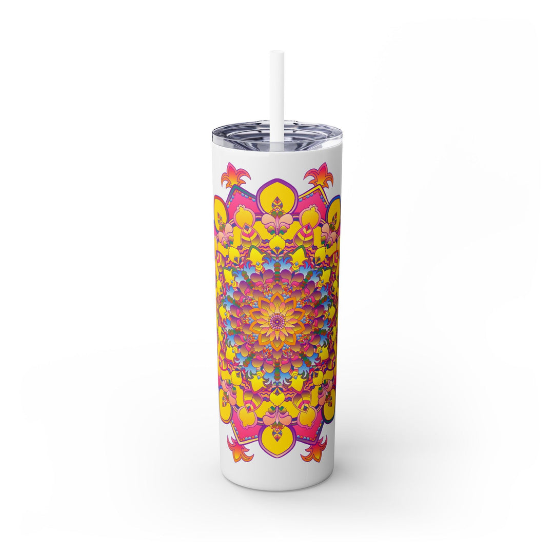 Colorful Mandala 20oz Skinny Tumbler - Hot & Cold Drinks Mug - Blululi