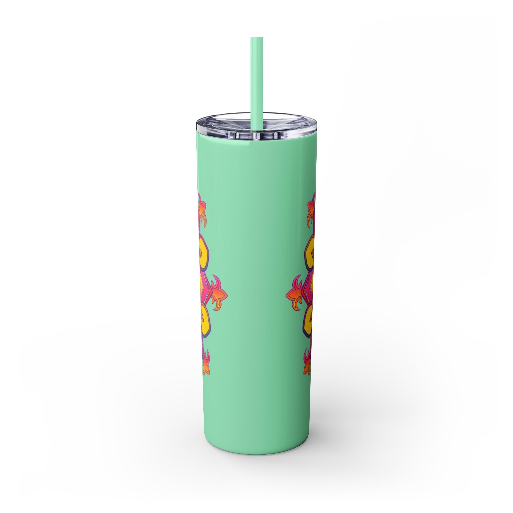 Colorful Mandala 20oz Skinny Tumbler - Hot & Cold Drinks Mug - Blululi