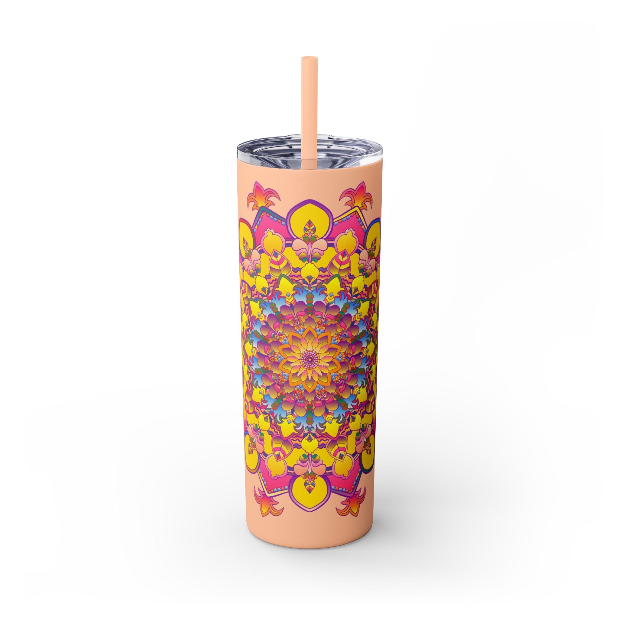 Colorful Mandala 20oz Skinny Tumbler - Hot & Cold Drinks Mug - Blululi