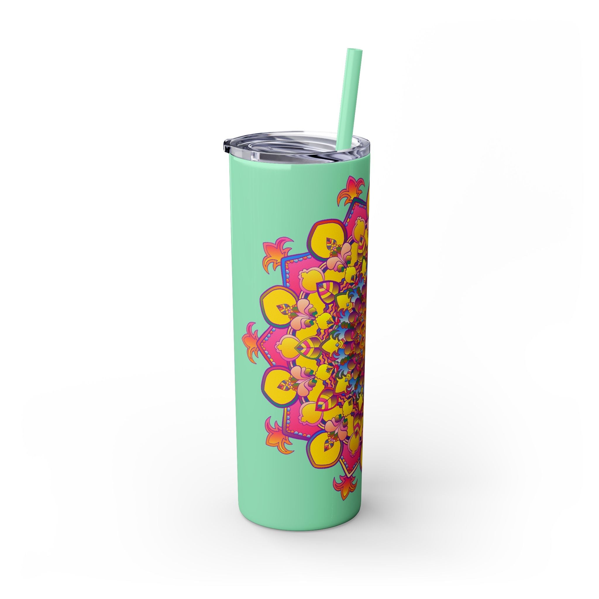 Colorful Mandala 20oz Skinny Tumbler - Hot & Cold Drinks Mug - Blululi