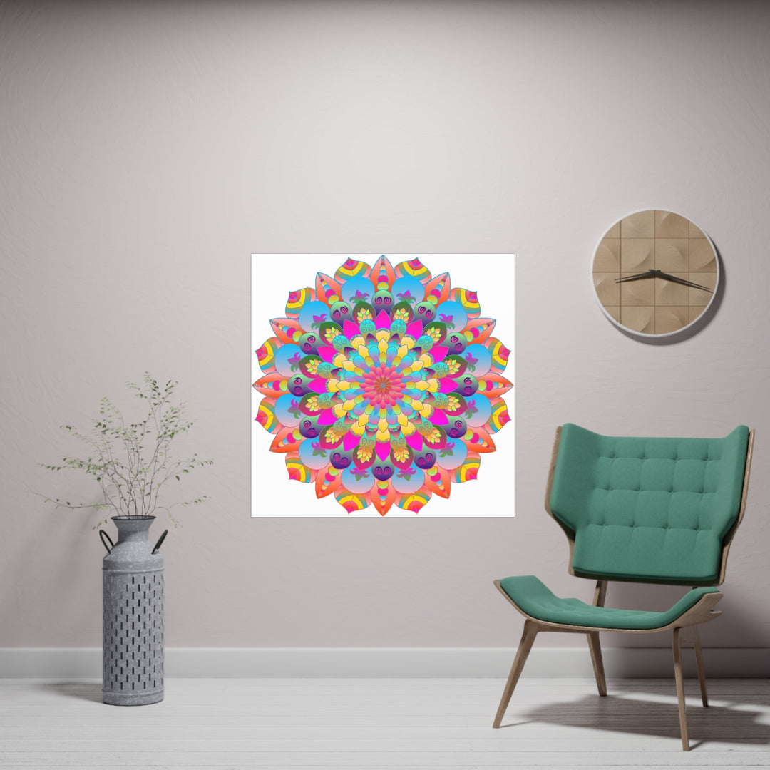 Colorful Mandala Art Poster - Stained Glass Design Poster - Blululi