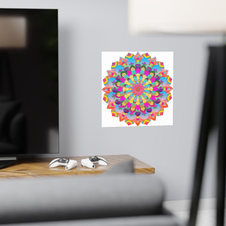 Colorful Mandala Art Poster - Stained Glass Design Poster - Blululi