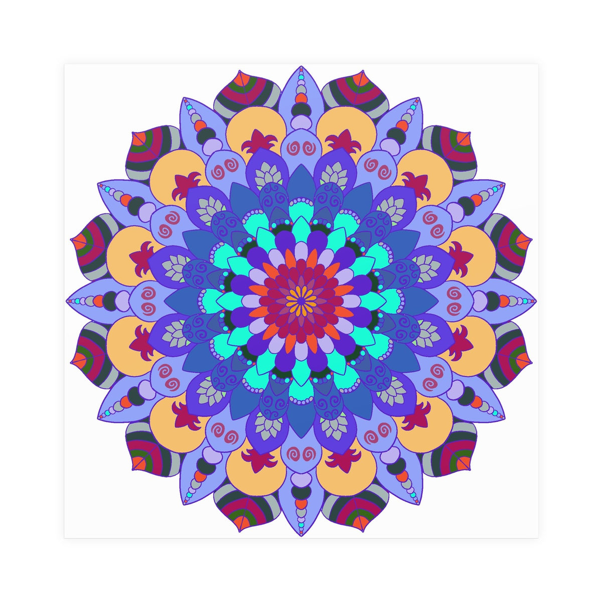 Colorful Mandala Art Print - Spiritual Decor Poster - Blululi