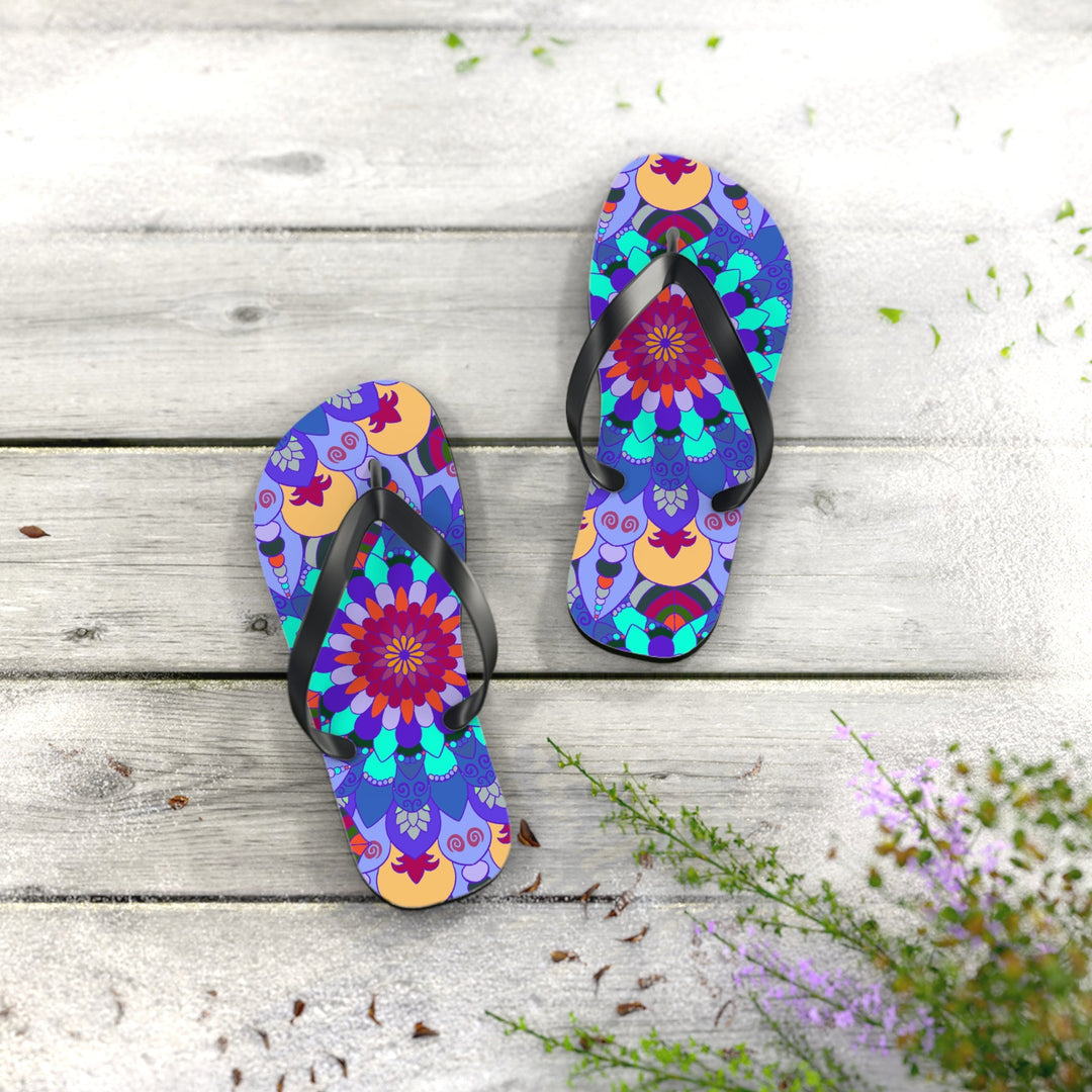 Colorful Mandala Flip Flops - Bohemian Beach Style Shoes - Blululi