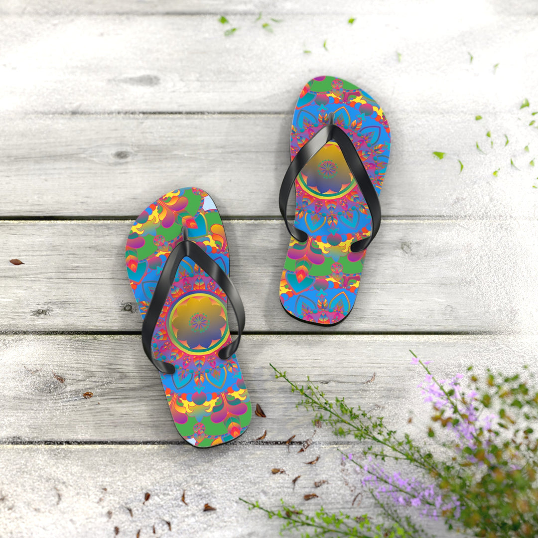 Colorful Mandala Flip Flops - Bohemian Beach Style Shoes - Blululi