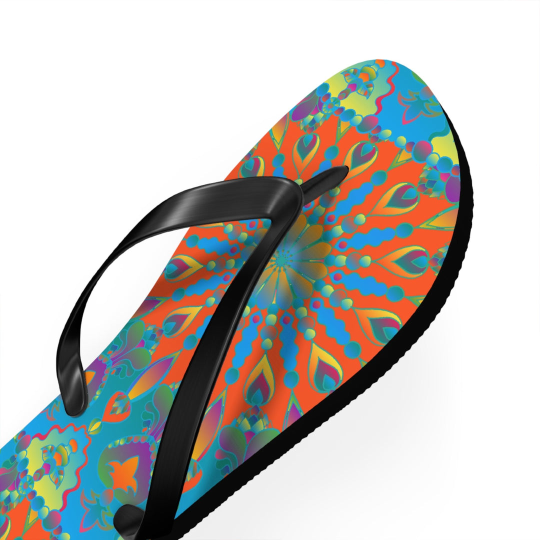 Colorful Mandala Flip Flops - Bohemian Beach Style Shoes - Blululi