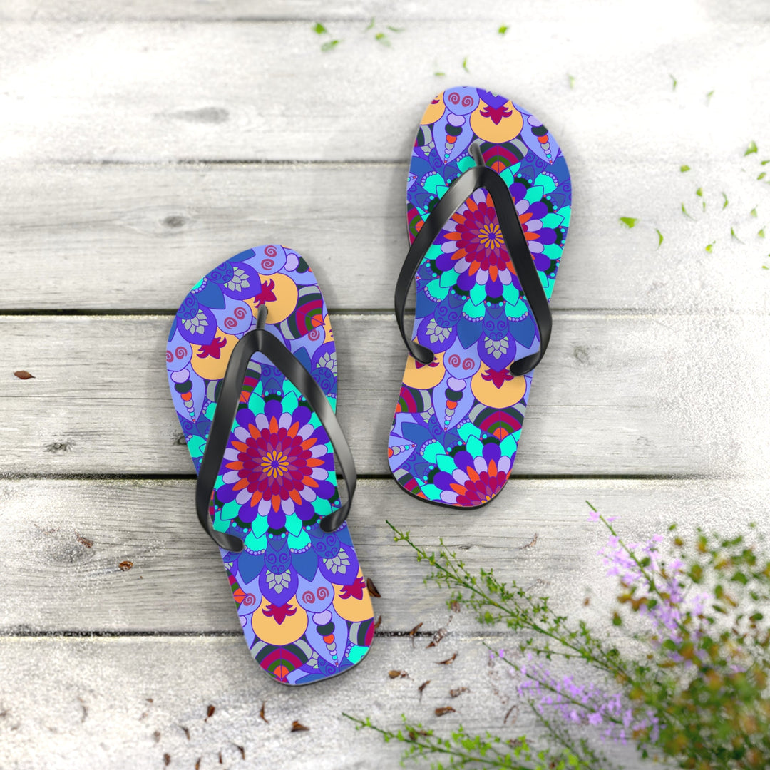 Colorful Mandala Flip Flops - Bohemian Beach Style Shoes - Blululi