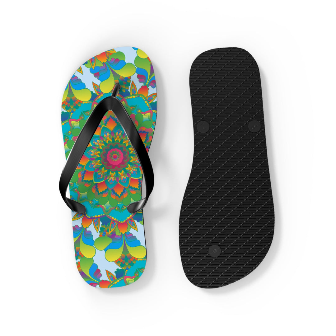 Colorful Mandala Flip Flops - Bohemian Beach Style Shoes - Blululi