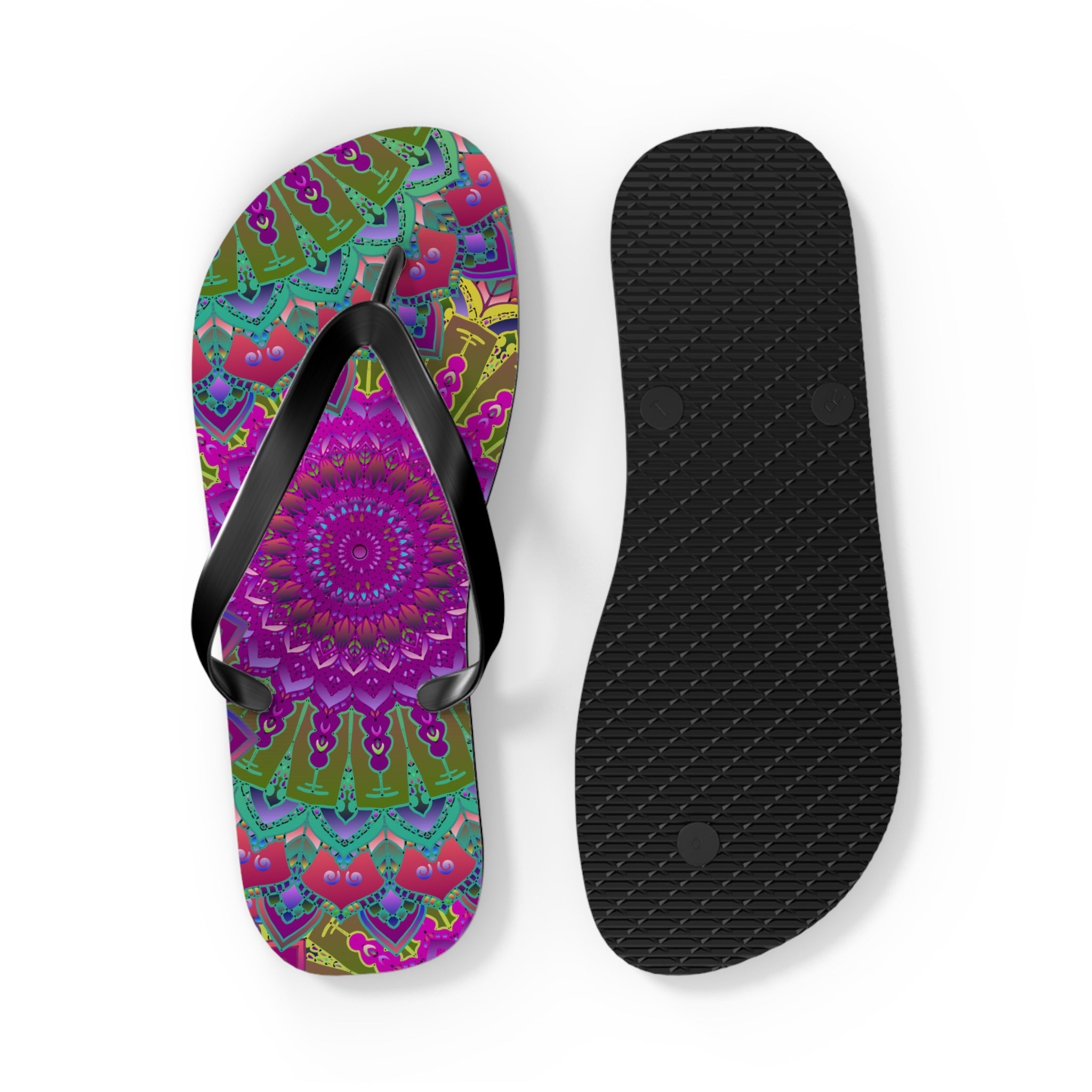 Colorful Mandala Flip Flops - Bohemian Beach Style Shoes - Blululi