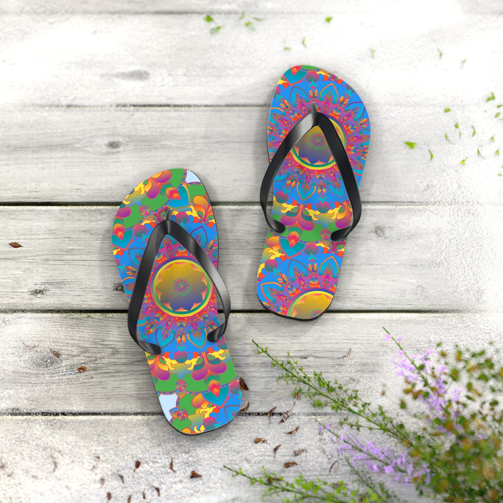 Colorful Mandala Flip Flops - Bohemian Beach Style Shoes - Blululi