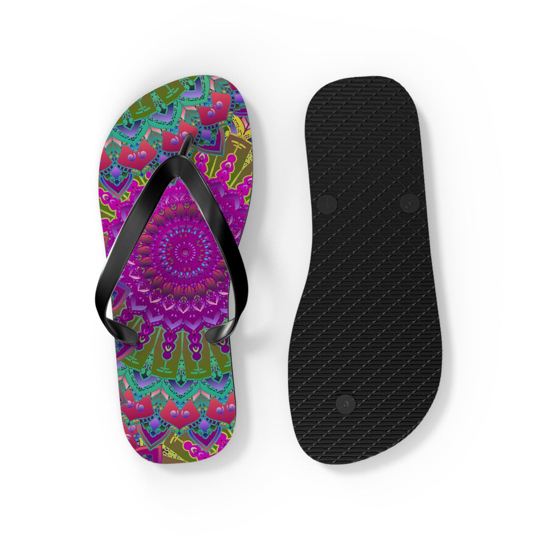 Colorful Mandala Flip Flops - Bohemian Beach Style Shoes - Blululi