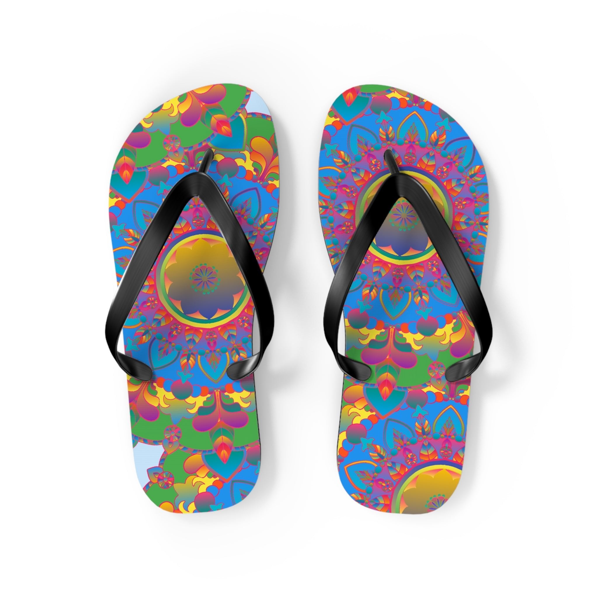 Colorful Mandala Flip Flops - Bohemian Beach Style Shoes - Blululi